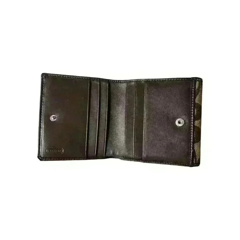 Coach Signature wallet small brown logo leather canvas bifold - Picture 3 of 9